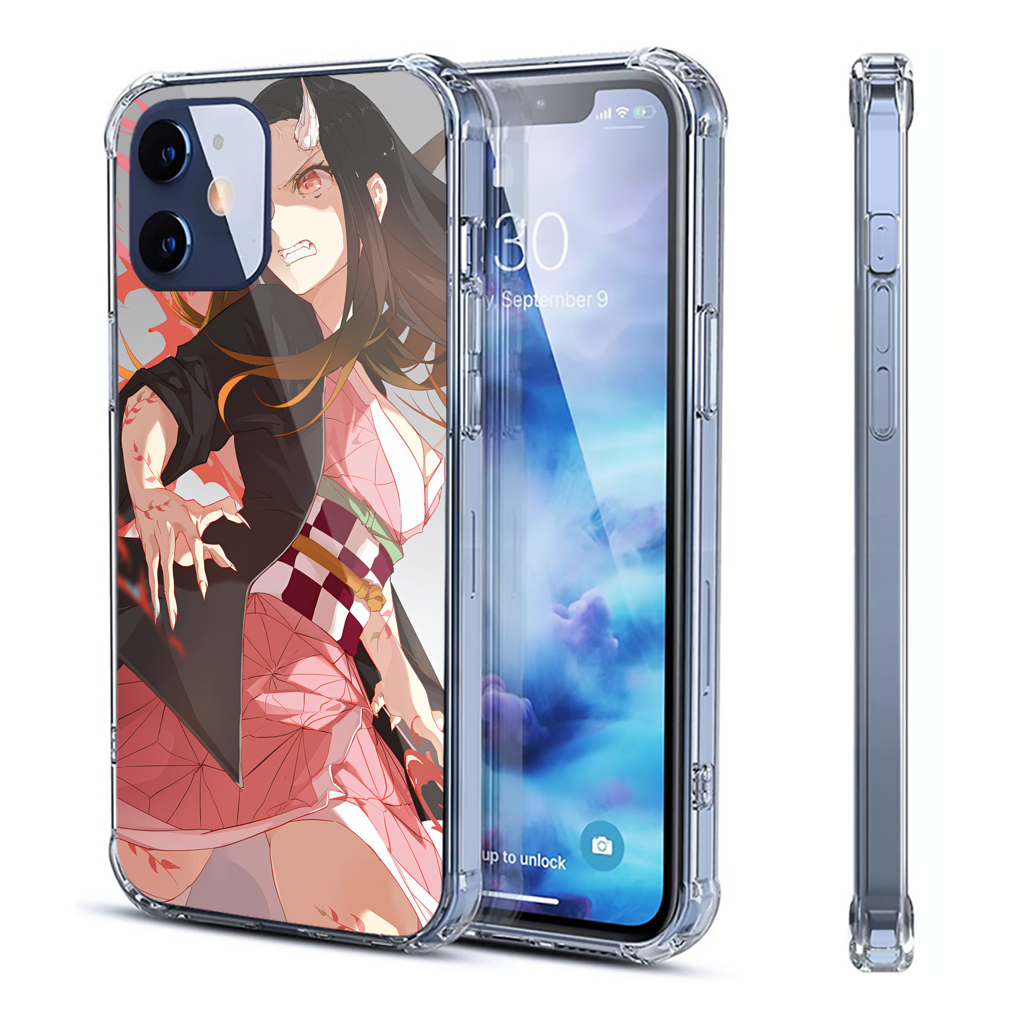 （画像用） 鬼滅の刃（きめつのやいば）竈門 禰󠄀豆子／かまど ねずこ Kamado Nezuko 【iPhone 12シリーズ対応】透明スマホケース（クリアソフトケース）